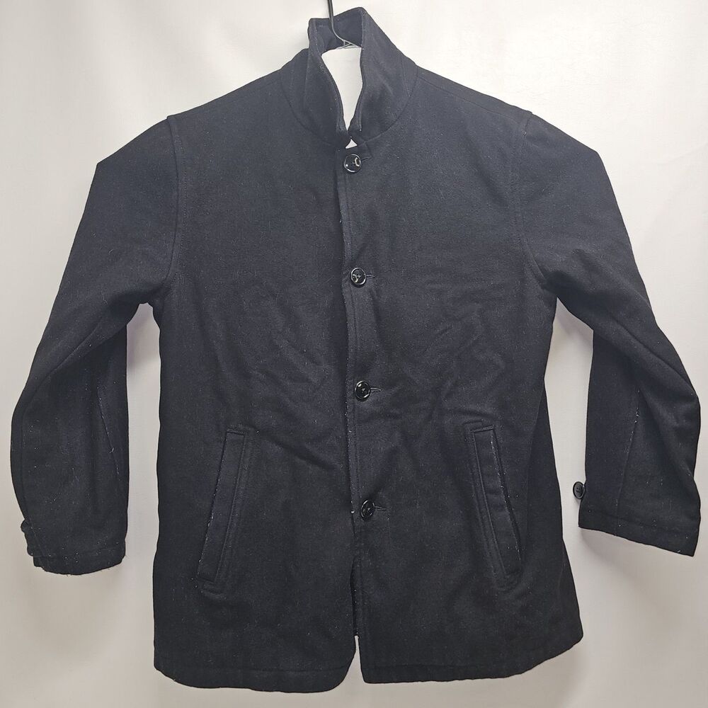 GAP Black Wool Blend Coat Men’s Size L Warm Lined Winter Jacket Classic Style